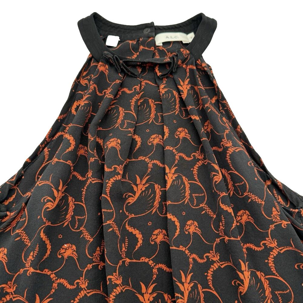 A.L.C. Silk Halterneck Blouse Mixed Print Red/Black